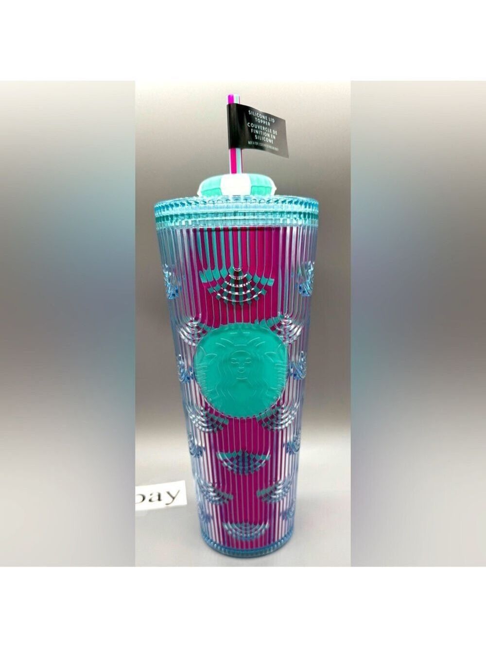 2025 Starbucks Scales Blue & Pink 24oz Tumbler w/ Life Preserver Straw Topper
